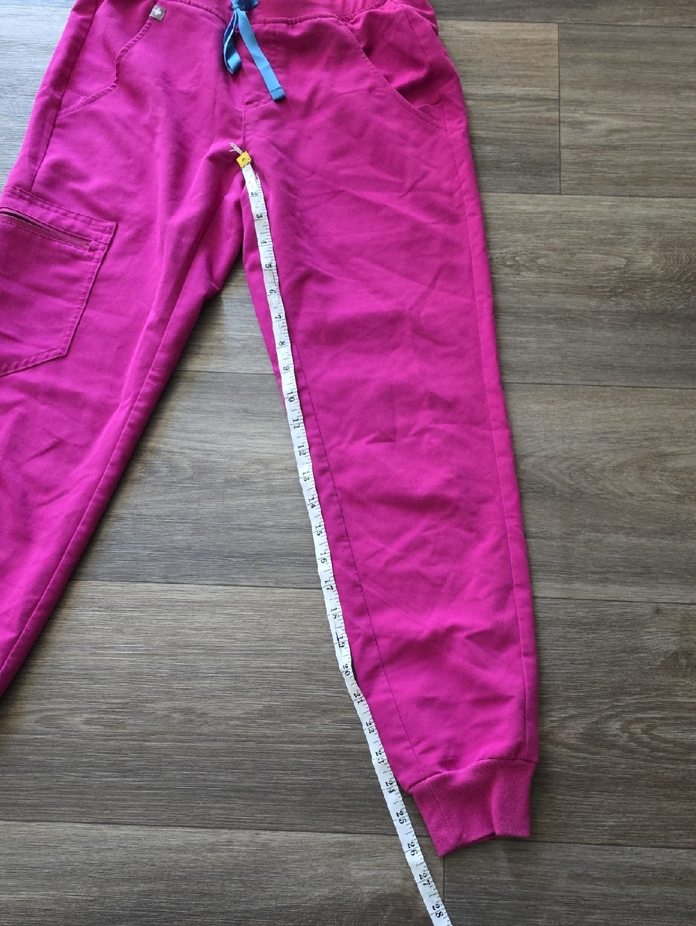 Figs Girls Hot Pink Jogger Pants with Blue Drawstring - Picture 6 of 9